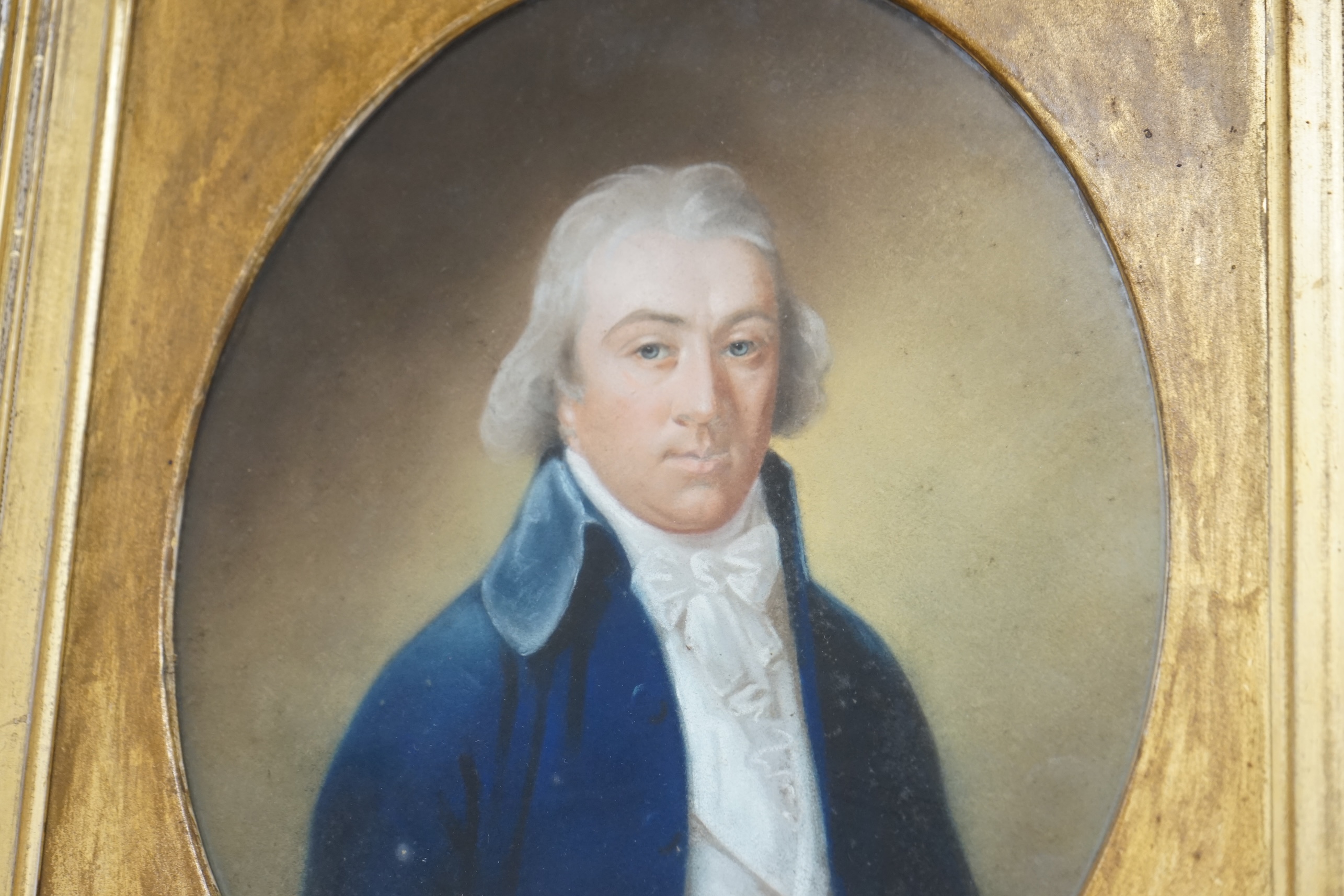 Early 19th century, English School, oval pastel, Portrait of Latham Blacker, Major of the 63rd, inscribed in ink verso, 26 x 21cm. Condition - fair to good